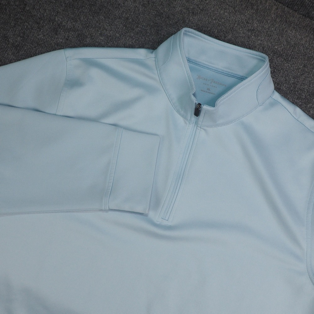 Hickey Freeman Pullover Mens XL 1/4 Zip Blue Striped Golf Active Gorpcore